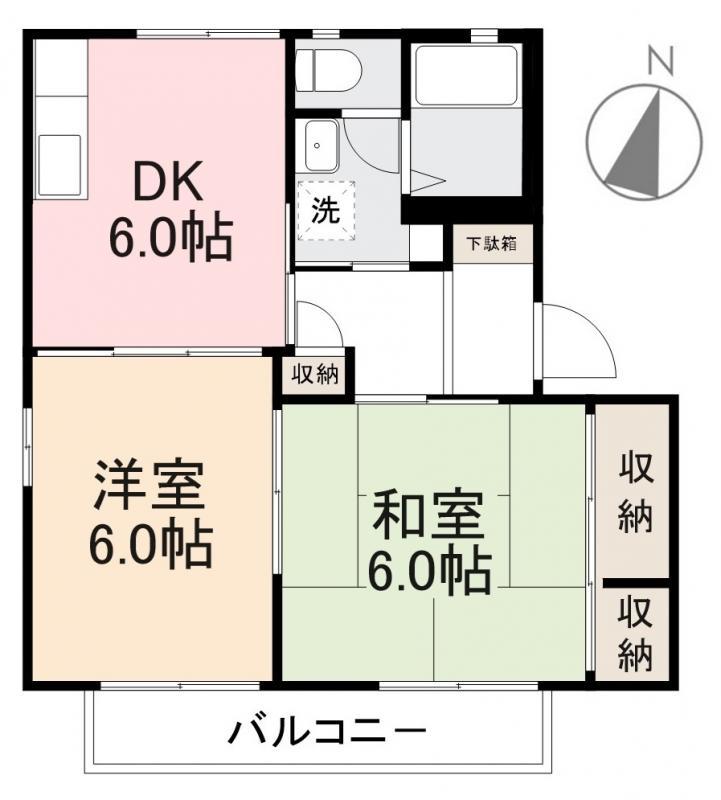 レイクサイド三木A・B・C(2DK/2階)の間取り写真