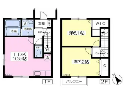 AMYK E棟(2LDK/1階)の間取り写真