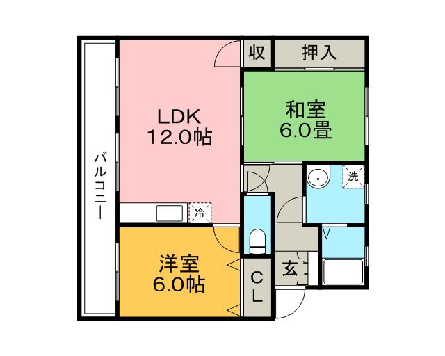 高嶋コーポ(2LDK/1階)の間取り写真