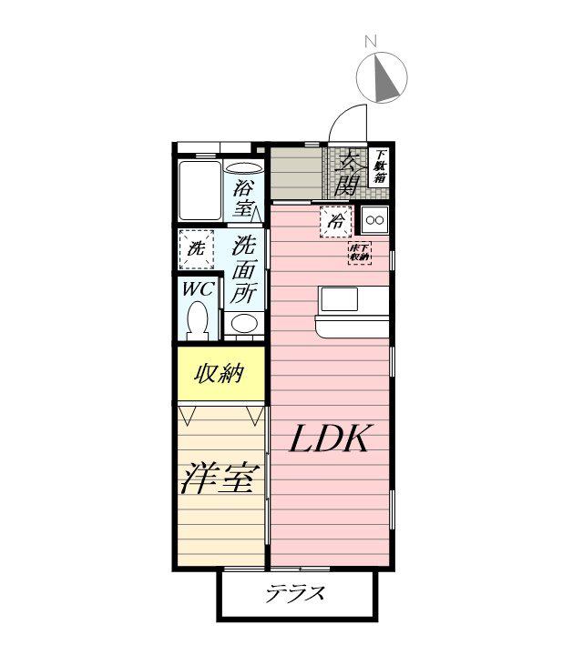 ラフール湘南(1LDK/1階)の間取り写真