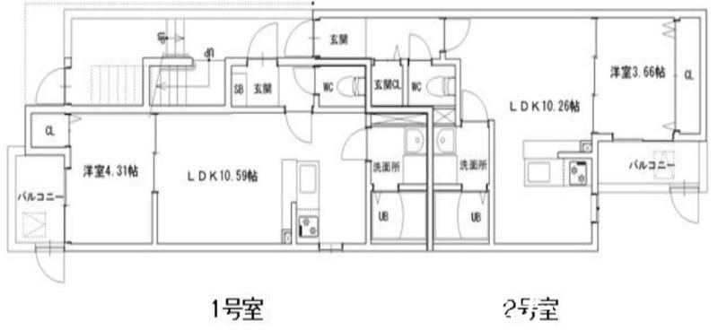 ルピナス横手南町II(1LDK/1階)の間取り写真