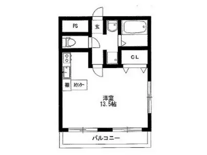 グランドール姫路(ワンルーム/2階)の間取り写真