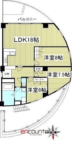 クリスタルタワー(3LDK/8階)の間取り写真