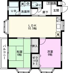 ガーデン・サンホワイトA号棟(2LDK/2階)の間取り写真