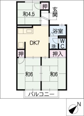 リバーヒルE&K(3DK/1階)の間取り写真