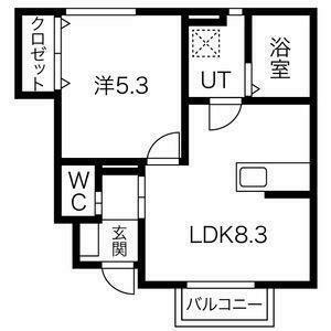 WIN大河原A棟(1LDK/1階)の間取り写真
