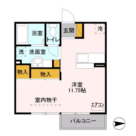 ルミナス(ワンルーム/2階)の間取り写真