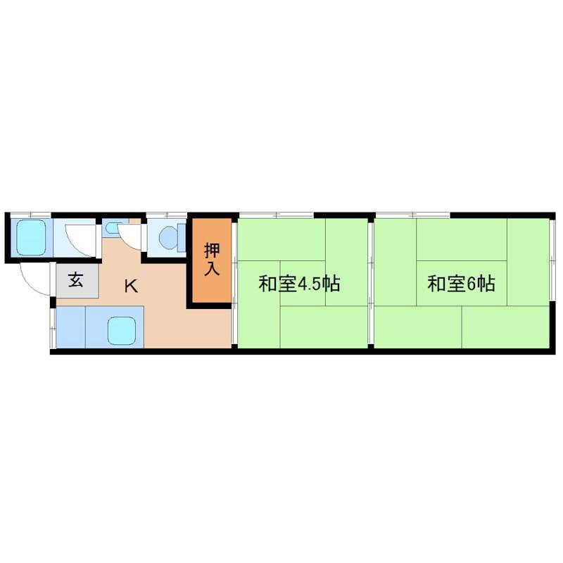 渡部文化(2K/2階)の間取り写真