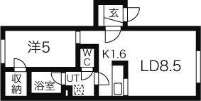 ポーザ琴似(1LDK/4階)の間取り写真