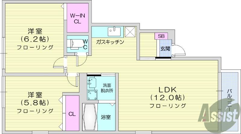 ディライブレス(2LDK/1階)の間取り写真