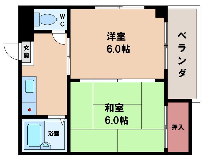 ベルコネクト北田辺(2K/3階)の間取り写真
