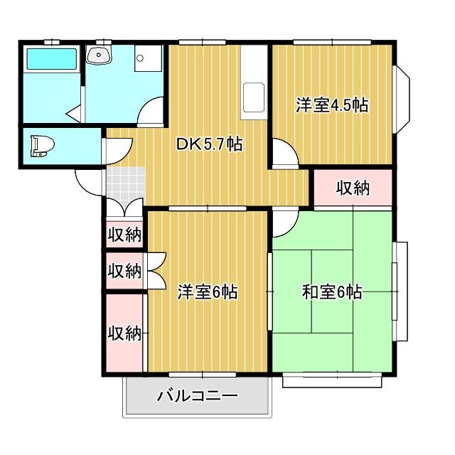 リブリー甲府(3DK/2階)の間取り写真