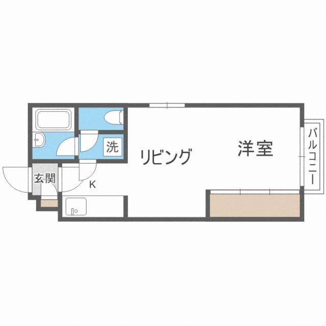 ルナハイツ札幌(1DK/5階)の間取り写真