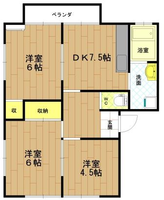 ニューコーポ宮前(3DK/2階)の間取り写真