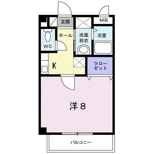 アムールパティオ(1K/2階)の間取り写真