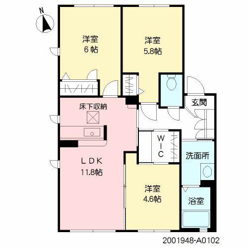 サンビレッジ古閑(3LDK/1階)の間取り写真