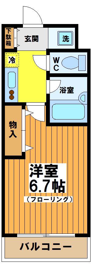 エマーユパレス(1K/2階)の間取り写真