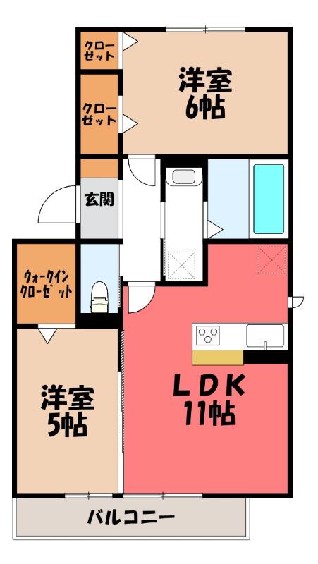 COURE(2LDK/2階)の間取り写真