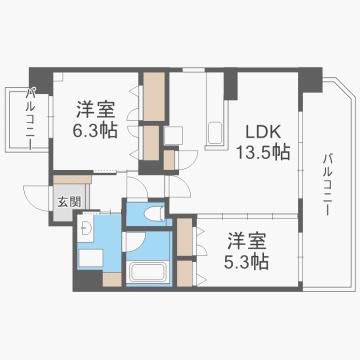 那珂川ヒルズ(2LDK/2階)の間取り写真