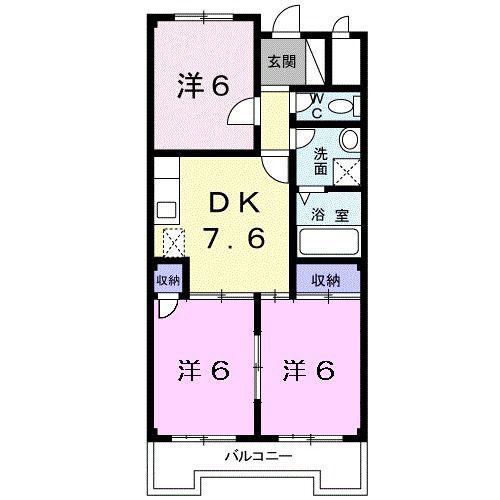 スカイハイツ(3DK/3階)の間取り写真