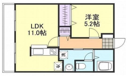 シティハイム吉岡B棟(1LDK/2階)の間取り写真