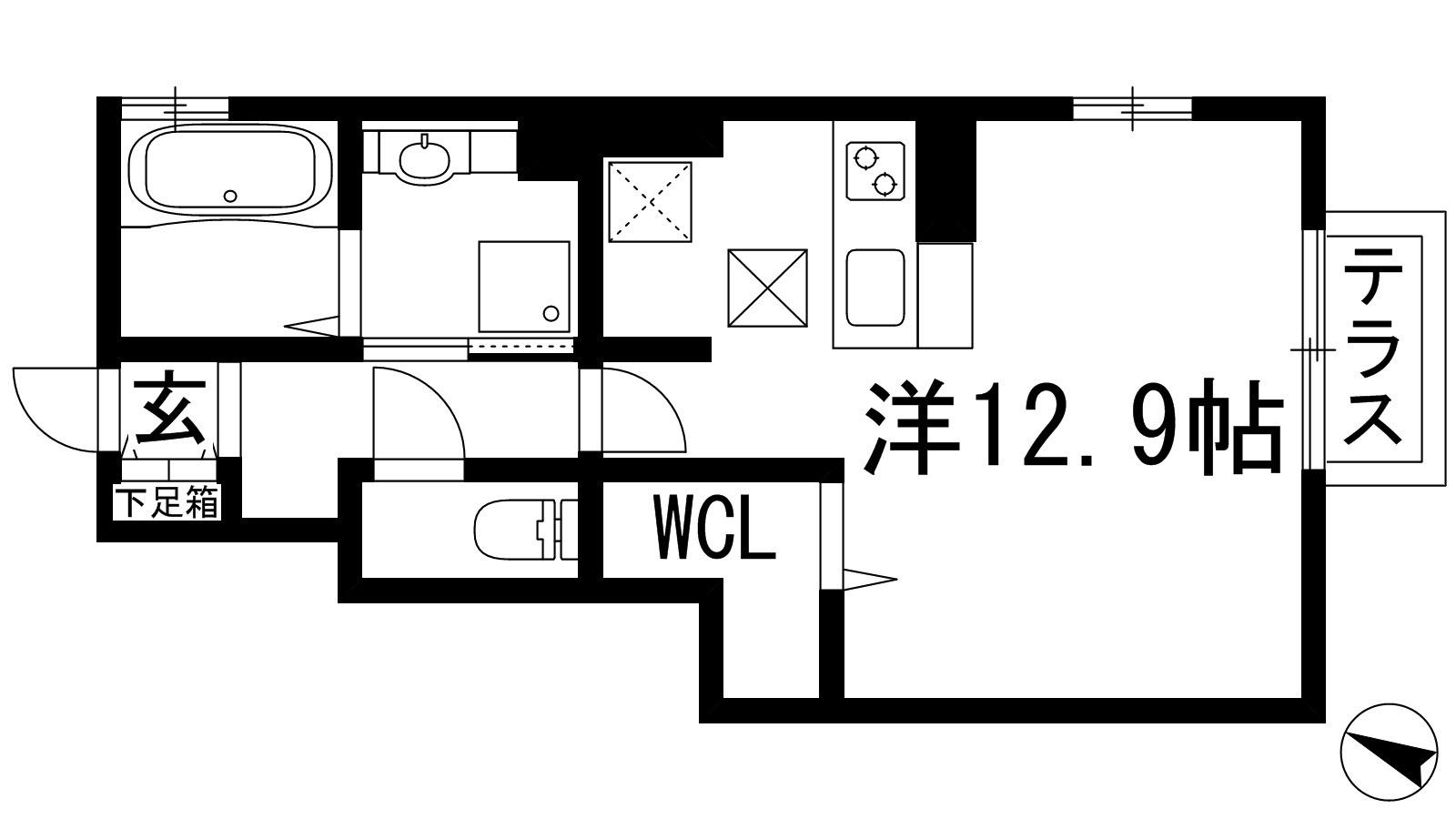 MANOIRⅡ(ワンルーム/1階)の間取り写真
