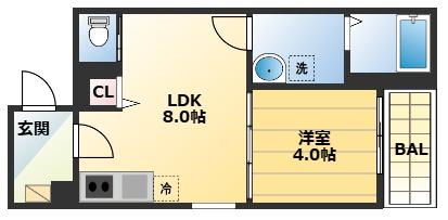 バズ北巽(1LDK/1階)の間取り写真