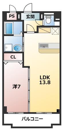 フリューリング(1LDK/2階)の間取り写真