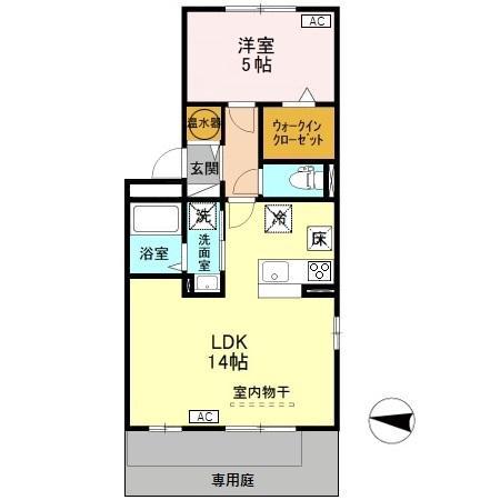 アメニティーハウスII(1LDK/1階)の間取り写真