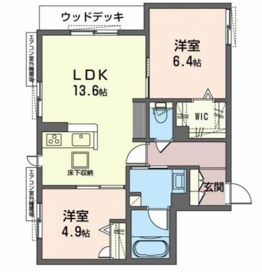 RAFFINA澤(2LDK/1階)の間取り写真