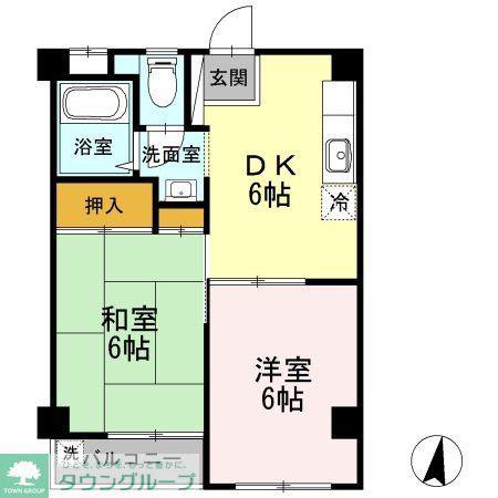 ウェザーベン(2DK/2階)の間取り写真