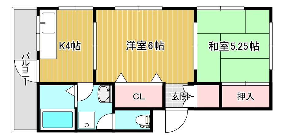 サンライズ石川(2K/1階)の間取り写真