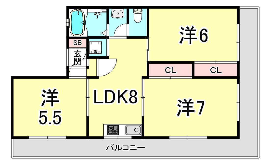 シャトレイユ(3LDK/5階)の間取り写真