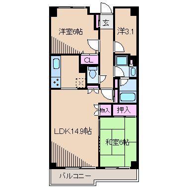 シティウインズ元住吉(2SLDK/3階)の間取り写真