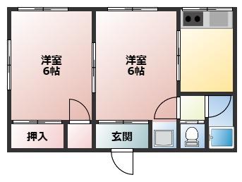建馬ハイツ(2K/1階)の間取り写真