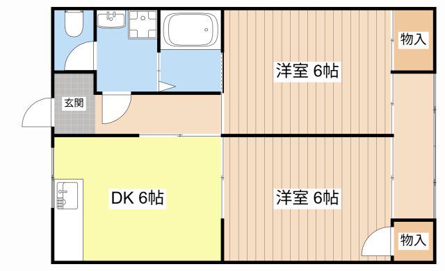 コミール沖野II(2DK/1階)の間取り写真