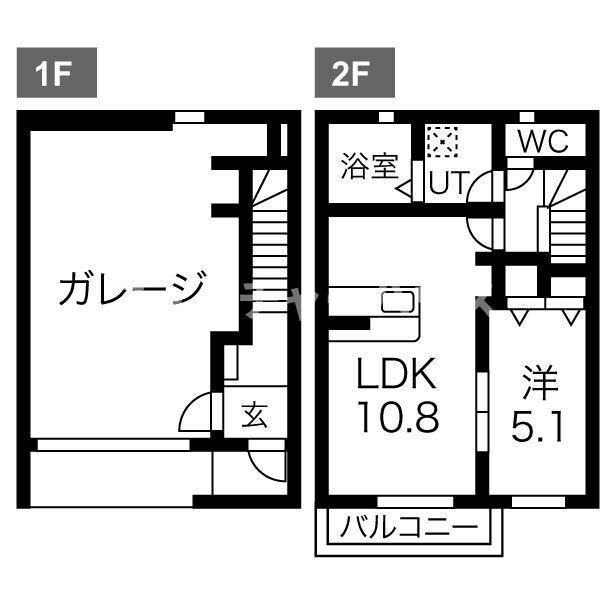 A S GARAGE(1LDK/1階)の間取り写真