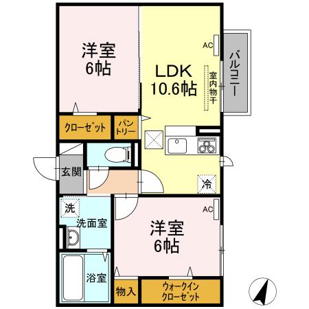 リカーネ A(2LDK/1階)の間取り写真
