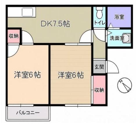 プラネットフォーエバー(2DK/1階)の間取り写真