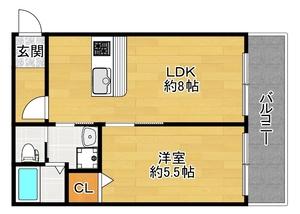 東花園コーポ(1LDK/1階)の間取り写真