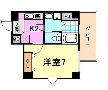 キューブコート(1K/3階)の間取り写真