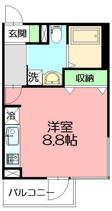 ライフゾーン藤沢(ワンルーム/4階)の間取り写真