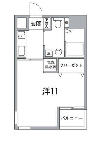 プラシードアープ(ワンルーム/8階)の間取り写真
