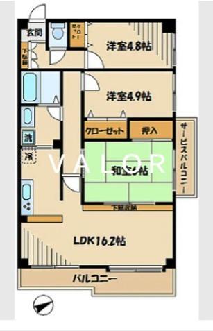 コスモ生田(3LDK/3階)の間取り写真