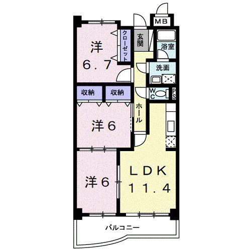 メゾン・ユーカリ(3LDK/5階)の間取り写真