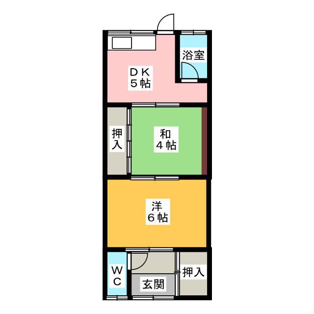 シズカ荘(2DK/2階)の間取り写真