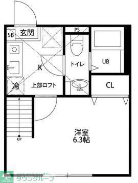 グリーンパーク(1K/2階)の間取り写真