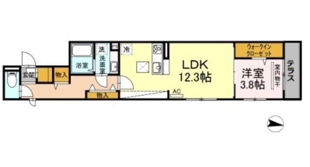 グランシャリオ赤坂(1LDK/2階)の間取り写真