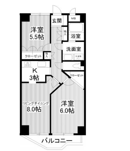パームス鷺宮(2LDK/4階)の間取り写真