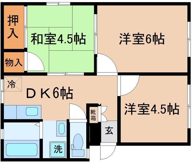 パナハイツ富士(3DK/1階)の間取り写真
